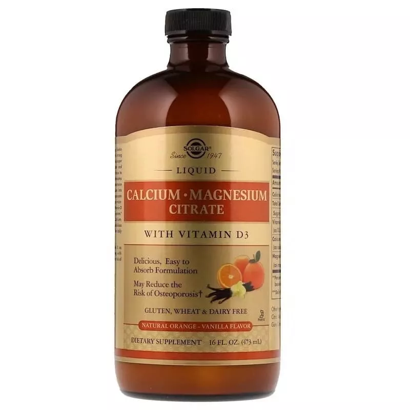 Solgar Liquid Calcium Magnesium Citrate with Vitamin D3 473ml (Клубника)