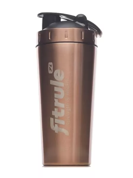FitRule Шейкер алюминиевый с прозрачной вставкой 700ml (Золотой Розовый)
