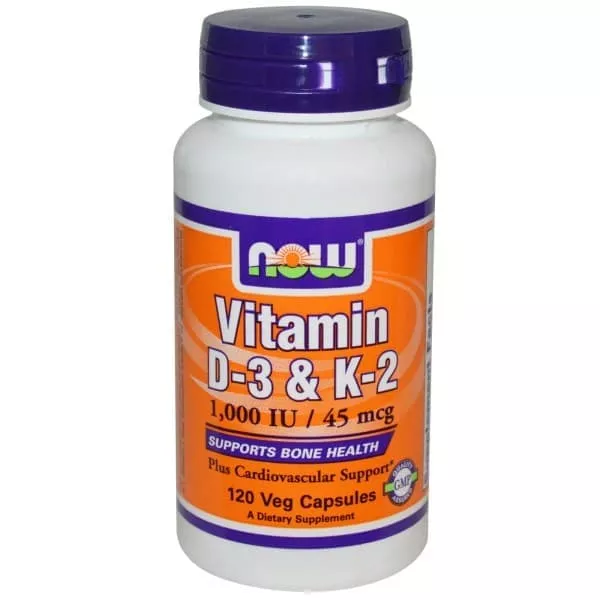 NOW Vitamin D-3 and K-2 120 vcaps