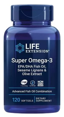 LIFE Extension Super Omega-3 EPA/DHA Fish Oil Sesame Lignans Olive Extract 60 sgels