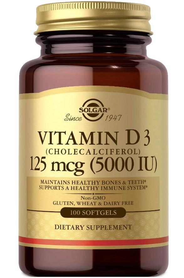 Solgar Vitamin D3 125 mcg 100 softgels